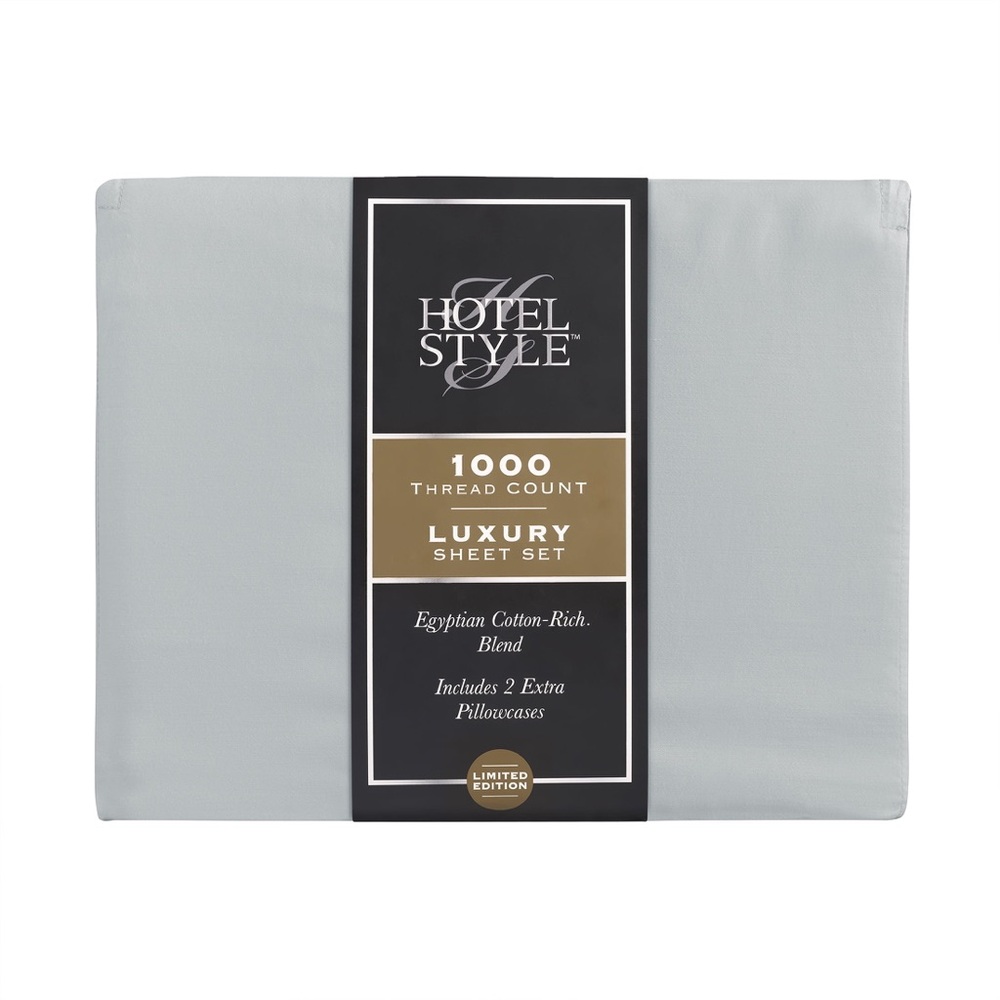 NWT 1000 Thread Count Soft Silver Egyptian Cotton Luxury Bed Sheet Set, King